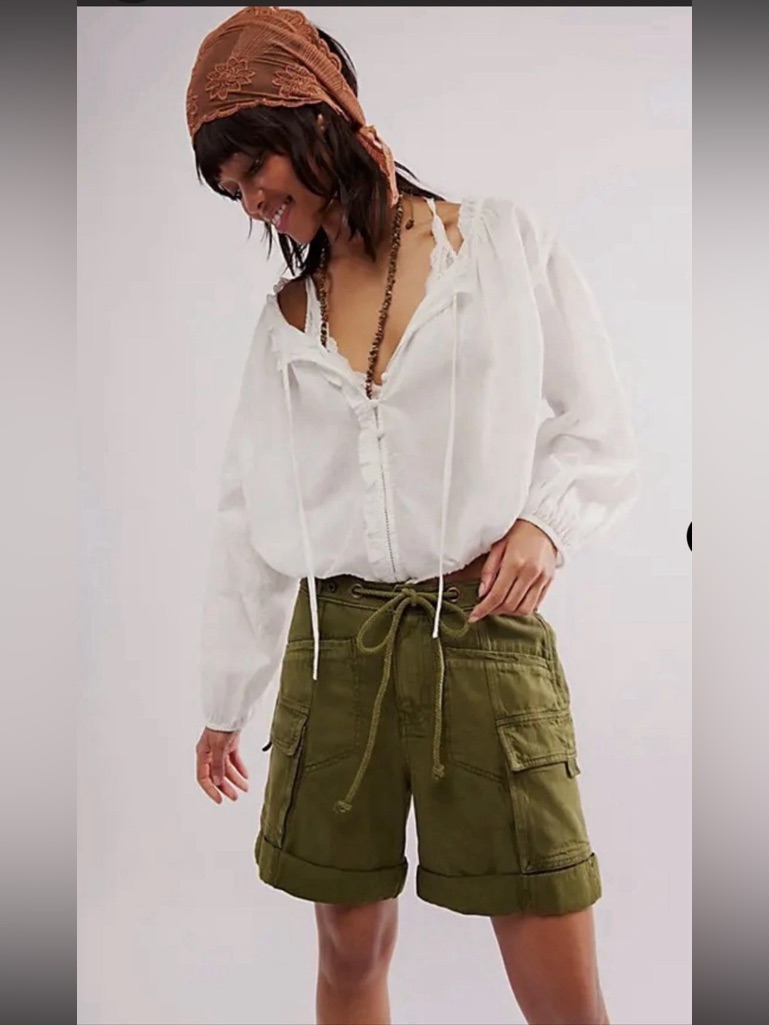 Free People Frankie Washed Short In Army Green Size Small Nwt